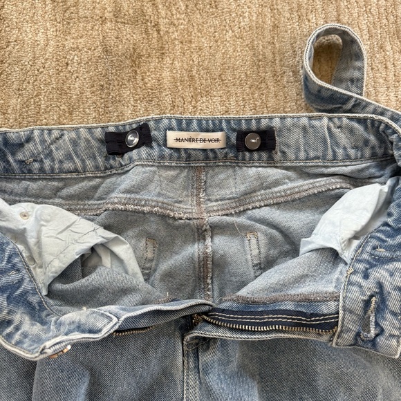 Maniere De Voir Women's Talia in Mid Blue Denim Strap Cargo Jeans Size 8 - Picture 5 of 13